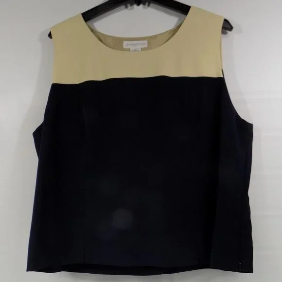 Worthington Navy Blue/Linen Zip-Front Suit Jacket and Tank Blouse Sz 18 READ NWT - Picture 2 of 16